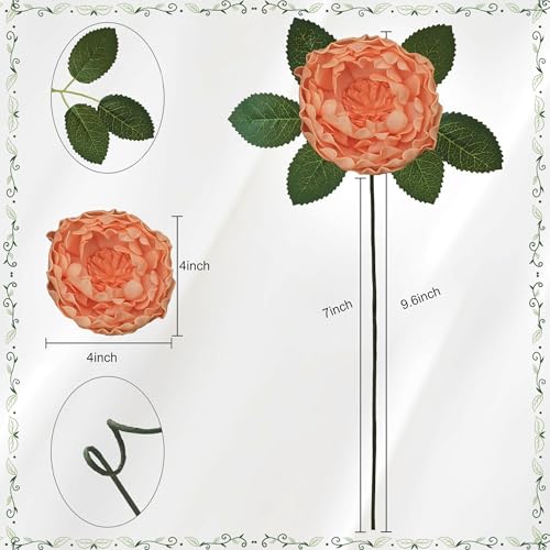 Artificial Flowers, 16pcs Realistic Rose for DIY Wedding Bouquets Centerpieces Arrangements, Terracotta Peonies Flowers with Stem Bridal Shower Party Home Decorations - color: Terracotta Peonies, size: 16pcs