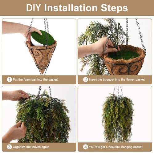 ZFProcess Artificial Faux Hanging Plants Basket for Spring Outdoor Decoration, Fake Seaweed Plant UV Resistant Look Real for Outside Porch Home Patio Balcony Yard(Brownish Green) - color: Brownish Green