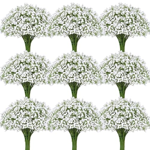 Waipfaru 50 Pcs Babys Breath Artificial Flowers, Baby Breath Flowers Artificial Bulk, Real Touch White Fake Flowers, Faux Babies Breath Gypsophila for Wedding Home Decor Floral Arrangement - size: 50 Pcs