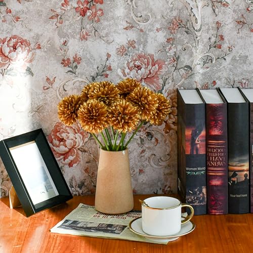 Mandy's 12pcs Artificial Gold Chrysanthemum | 11.8 inch Artificial Mums Flowers for Home Table Centerpiece Summer Decor Silk Flowers for Porch Patio and Wedding - color: Gold
