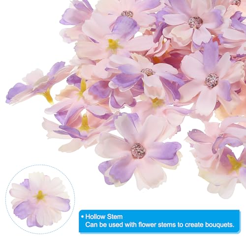 PATIKIL Fake Flower Heads for Crafts, 30 Pcs Faux Flower Bulk Mini Artificial Silk Flowers Embellishments Cherry Blossom for Wreath Wedding Party Decoration, Light Purple - color: Light Purple