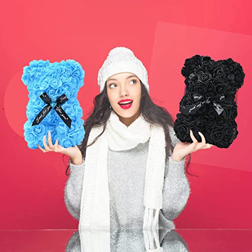 Lgv Flower Rose Bear,Romantic Gift for Valentine's Mother's Day, Christmas, Birthday,Girl Friend Her Mom Female Wife with Artificial Heart-Shaped Diamonds Black - color: Black