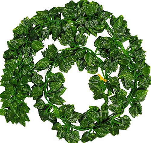 Unilove 84 feet 12 Pack Fake Vines Artificial Ivy Leaves Plants Hanging Greenery Plant Garland for Bedroom Office Wall Decor Indoor Outdoors (84Ft Artificial Scindapsus Leaves) - color: 84ft Artificial Scindapsus Leaves