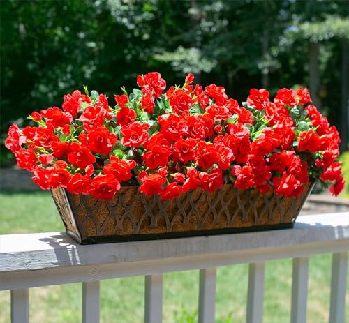Artificial Christmas Flowers for Spring Outdoor Outside Decor, Fake Silk Red Camellia Flower UV Resistant Realistic Plants for Planter Front Door Porch Patio Table Indoor Holiday, 3 Large Bundles - color: Red