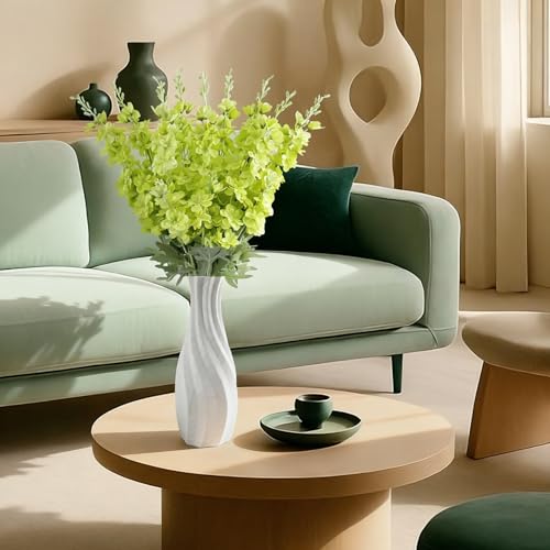 16Pcs Green Delphinium Artificial Flowers Larkspur 33.5'' Long Stem Fake Silk Green Flowers for Tall Vases for Home Wedding Party Table Centerpiece Floral Arrangement (Light Green) - color: Light Green