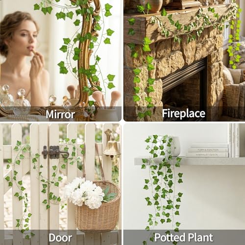 suddus 1 Pack 33 Feet Artificial Ivy Leaves Plants Fake Vines Greenery Hanging Garland Faux Foliage for Home Bedroom Office Wedding Wall Staircase Garden Decor - color: Ivy, size: Fake Vines-1 Pack