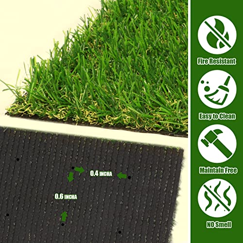 Heyroll Realistic Artificial Turf Grass, 3 FT X 4 FT Artificial Synthetic Fake Grass, 20MM Green Turf Rug Pet Dogs Lawn Mat with Drainage Holes for Indoor Outdoor Patio Garden Landscape/Custom Size - size: 3x4FT