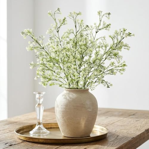 32.6" White Babys Breath Artificial Flowers Set of 3, Faux Baby Breath Flowers Artificial Plastic Flower for Decoration, Long Fake Babies Breaths for Tall Vase, Floral Arrangement, Wedding, Home Decor - color: # White Set of 3