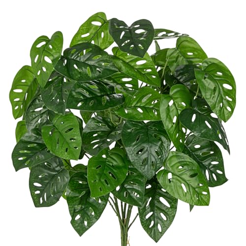 Artificial Greenery Stems Monstera Plants - 6 Pcs Faux Monstera Leaves Branches 35.4" Long Fake Green Plant Leaf Artificial Tropical Plant for Vase Filler Decor Indoor Outdoor Home Centerpieces - color: Moss Pole