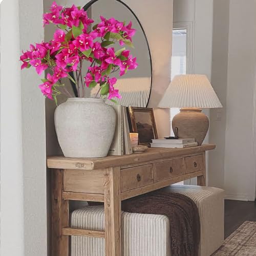 CITYES 2 Pcs Artificial Flowers Bougainvillea Outdoor Faux Bougainvillea Flowers with Stems Artificial Bougainvilleas Silk Flowers Branches for Garden Wedding Centerpieces Table Runner Decor - color: Rose Red 2