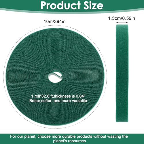 Plant Tape for Climbing Plants - Reusable Green Plant Tape & Adjustable Garden Ties for Greenhouse, Tree, and Floral Support (197 ft x 0.59 in)