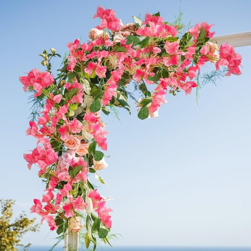20 PCS Silk Bougainvillea Artificial Flowers，UV Resistant, 36 Branches, Long Stems Faux Flower, Realistic Fake Bougainvillea Vines, for Wedding Porch Home Party Garden DIY Decor - 38 inch (Pink) - color: 38inch Pink, size: 20 Pcs