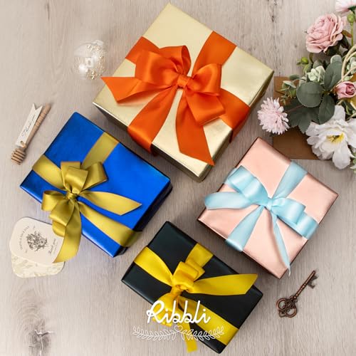 Ribbli Light Blue Baby Blue Double Faced Satin Ribbon,1-1/2” x Continuous 25 Yards,Use for Bows Bouquet,Gift Wrapping,Wedding,Floral Arrangement - color: Blue Light, size: 1-1/2 inch