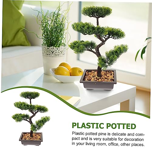 Space Saving Faux Bonsai Pine Tree Decorative Plant Ornament, 418g - color: As Shown 1