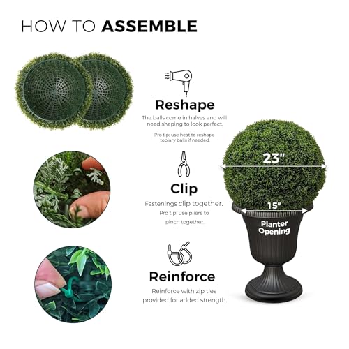 365 Curb Appeal 23" XL Topiary Balls (Better Than A Boxwood, 2 Topiary Balls (4 Halves)) - color: Better Than a Boxwood, size: 2 topiary balls (4 halves)