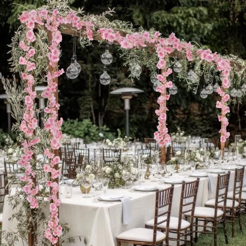 CITYES 3 Pcs Artificial Cherry Blossom Flower Vines Cherry Blossom Garland 18.48 ft Hanging Silk Flowers Vines Fake Flower Garland Outdoors for Home Wedding Garden Party Arch Office Decor Pink - color: Pink-3 Pcs