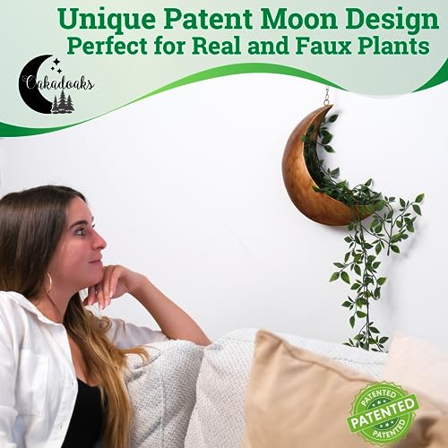Hanging Moon Planter - Moms Day Gifts for Women - Moon Room Decor - Unique Planters for Succulents,Air Plant, Cactus, Artificial Plants- Plant Lover Gifts - Boho,Hippie, Witchy, Birthdays Gifts - color: Gold