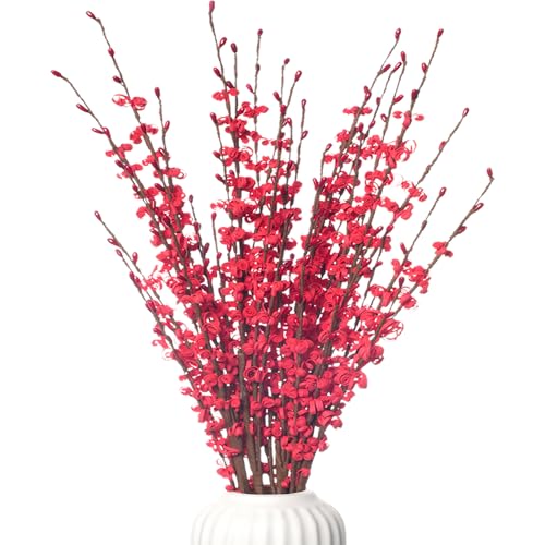 29.5" Long Stem Jasmine Flowers with Mini Berry 5Pcs Red Flowers Artificial Floral Picks for Home Office Wedding Party Decoration - color: Red, size: 5 PCS
