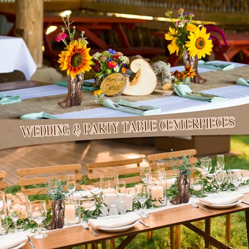 LemonRoad 6 Pcs Wooden Cowboy Boot Vases for Wedding Small Cowboy Boot Flower Vase for Flower Faux Greenery Rustic Western Decor for Table Centerpiece Weddings Party (Rustic Brown) - color: Rustic Brown, size: Classic