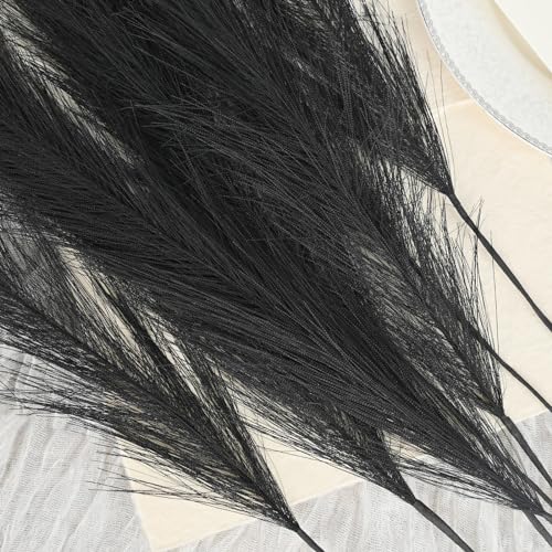 U-LIAN 36PCS Black Faux Pampas Grass 21.7 Inch, Small Artificial Pampas Grass Decor for Vase, Fake Fluffy Floral, Artificial Dried Flowers, Dry Plant Home Wedding Boho Decor - color: Black, size: 22"-36 PCS
