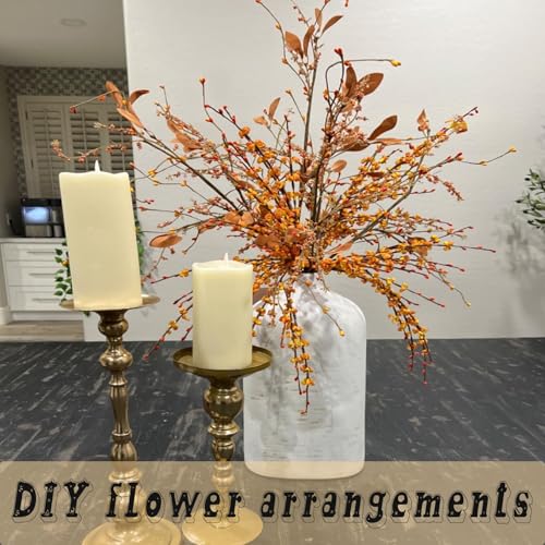 Wootkey 5 Pcs 29.5" Long Fake Fall Flowers Burnt Orange Jasmine Fall Floral Stems for Wedding Bouquets Dried Autumn Orange Fake Flowers for Vases Home Parties - color: Autumn Yellow, size: 5pcs-29.5''