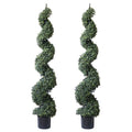 48'' Spring Artificial Spiral Boxwood Topiary Tree in Plastic Pot Indoor & Outdoor Use (2 Pack) - size: 4 ft