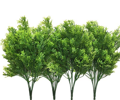 CATTREE Artificial Shrubs Bushes, Plastic Fern Leaves Simulation Faux Grass Realistic Fake Plants Wedding Indoor Outdoor Home Garden Verandah Kitchen Table Centerpieces Arrangements Decoration 4 pcs - color: Fern Grass-4 Pcs