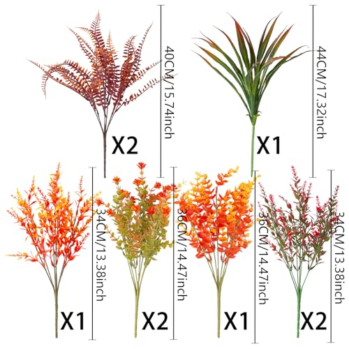 Pack of 9 Artificial Autumn Flowers, Artificial Flowers, Autumn Decoration, Autumn Plants, Shrubs, Plastic Flowers, Autumn Plant Flowers for Indoor, Outdoor, Table, Balcony Box, Flower Box