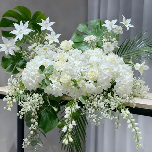 20 Pcs White Hydrangea Artificial Flowers Bulk, Faux Hydrangea Flowers Heads, Artificial Fake Silk Hydrangea Flowers with Stems, White Flowers Artificial for Decoration Wedding Décor - color: White, size: 20 Pcs