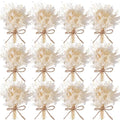 Yinkin 12 Pcs Mini Dried Flower Bouquet for Boho Floral Wedding 6'' Small Dry Pampas Grass Handmade Tiny Dried Flower for Crafts DIY Boutonniere Table Centerpieces Bridesmaid Gift Box(White,Classic) - color: White, style: Classic