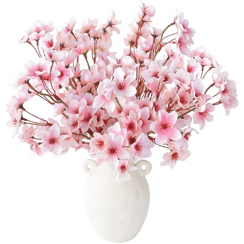 Floroom 6pcs Artificial Cherry Blossom Branches Pink Faux Silk Flowers Fake Bouquets for Home Wedding Bedroom Japanese Style Decor DIY Table Centerpieces Spring Decorations & Floral Arrangements