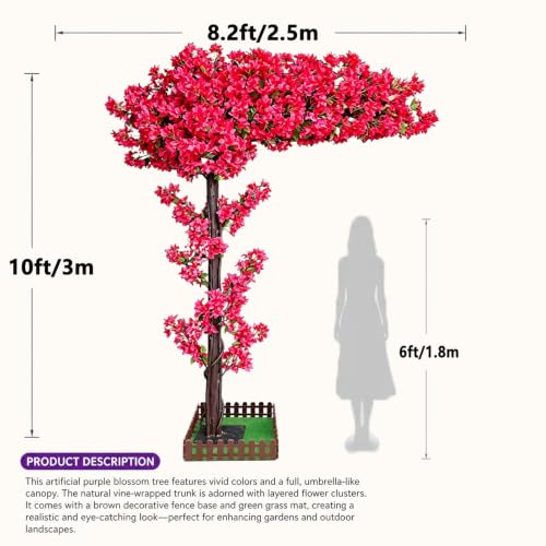 10FT Artificial Cherry Blossom Trees Red Indoor Outdoors,Handmade Fake Cherry Blossom Tree for Home Office Living Room Shopping Party Wedding Mall Thanksgiving Decor - color: Red, size: 9ft 10in