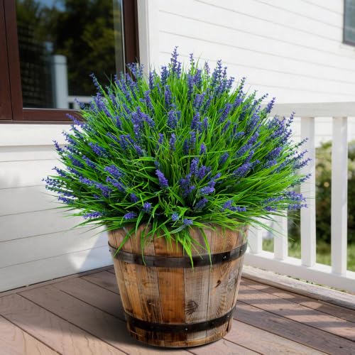 Fake Outdoor Plants Artificial Monkey Grass 12 Bundles Purple Faux Flowers for Outdoors Plastic Plant Outside Porch Patio Yard Planters Window Box Decor (12 Bundles Purple Monkey Grasses) - color: 12 Bundles Purple Monkey Grasses