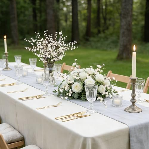 White Babys Breath Artificial Flowers,10PCS Realistic Fake Gypsophila Flowers Bulk 22.8" Long Stem Silk Flowers for Wedding Bouquets Home Party Centerpieces Decorations (White) - color: White