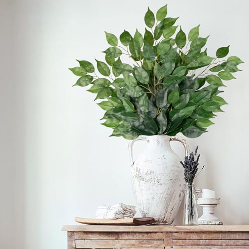 24PCS Ficus Leaves Artificial Branches 24" Faux Ficus Greenery Tree Branches Fake Ficus Leaves Sprays for Tree DIY Arch Wedding Wall Decor - Green - color: 24inch-24pcs/Green