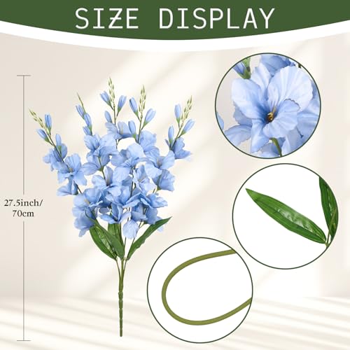 2 Bundles Gladiolus Artificial Flowers 10 Heads 26.38" Light Blue Flowers Faux Gladiolus Flowers for Wedding Centerpieces, Home Table Party Decor(Light Blue) - color: Light Blue