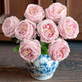 4 Pcs Real Touch Peonies Artificial Flowers, 3.5'' Big Bloom Austin Rose Peony Latex Fake Flower with Stems for Wedding Bouquet Party Valentines Arrangement Home Kitchen (Light Pink) - color: Light Pink