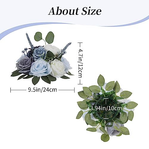 BLOSMON Artificial Flowers Ball Wedding Centerpieces 10 Pcs Dusty Blue Rose Artificial Flower Center Pieces Decoration for Table Silk Kissing Ball Floral Bouquet Arrangements Home Party DIY Decor - color: Dusty Blue