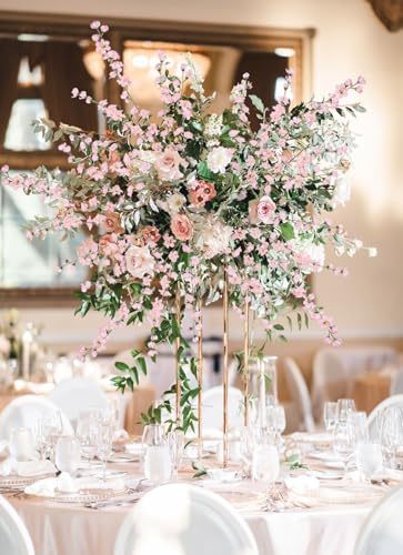 43.3’’ Pink Delphinium Artificial Flowers 5pcs Long Stem Faux Larkspur Flowers Artificial Silk Flowers for Floor Vase Wedding Centerpiece Home Garden Decoration(Pink) - color: Pink