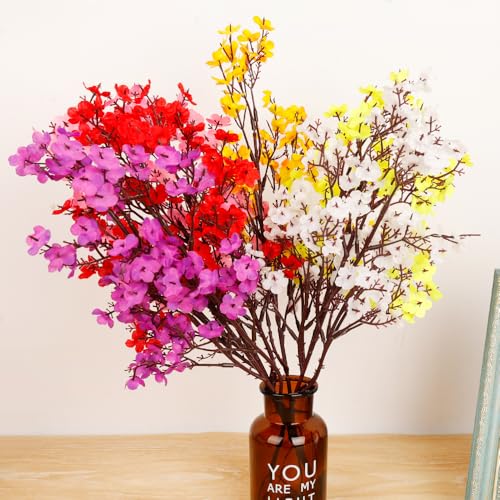 1PCS Artificial Long Gypsophila Colorful Plum Blossom Home Bouquet Faux Flowers Autumn Garden Party Decoration (Yellow-1PCS) - color: Yellow-2pcs