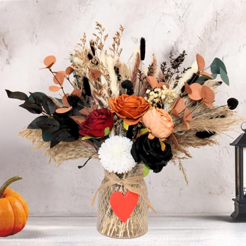 RyddeligHome Deluxe Centerpieces for Dinner Table, Fall Centerpieces for Tables, Coffee Dining Table Centerpiece Decor for Home, Christmas Thanksgiving Winter Decorations, Centro De Mesa De Otoño - size: orange bouquet in vase