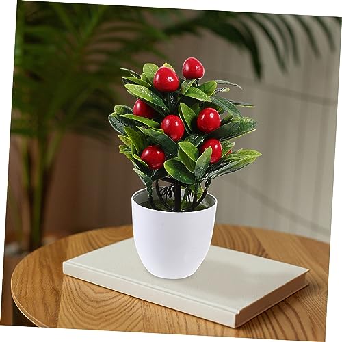 Lifelike Artificial Fruit Tree for Tabletop Decoration Realistic Potted Plant Cherry Fruits for Adornment and Vibrant Faux Bonsai