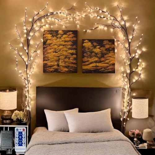 Bare Lamp LED Tree Branch Lights for Wall, Enchanted Willow Vine Lights for Bedroom, 72 Flower String Lights Decor and USB Powered,8 Lighting Modes for Indoor Window Wedding Decor (63in) - size: 63in, style: Bare lamp