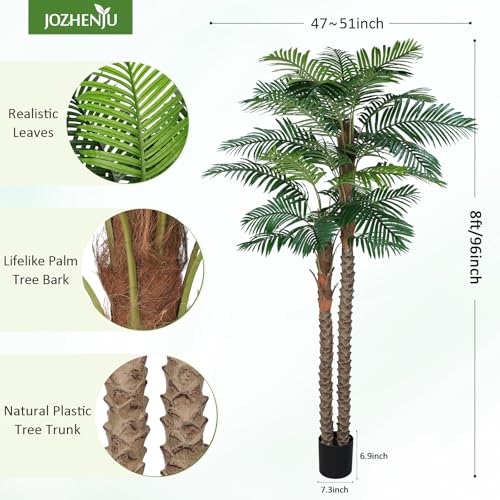 8FT Artificial Palm Tree for Outdoor, UV-Resistant Large Silk Artificial Plants Outdoor Indoor, Realistic Tropical Fake Palm Tree Decor for Poolside Patio Home Living Room - size: 8ft
