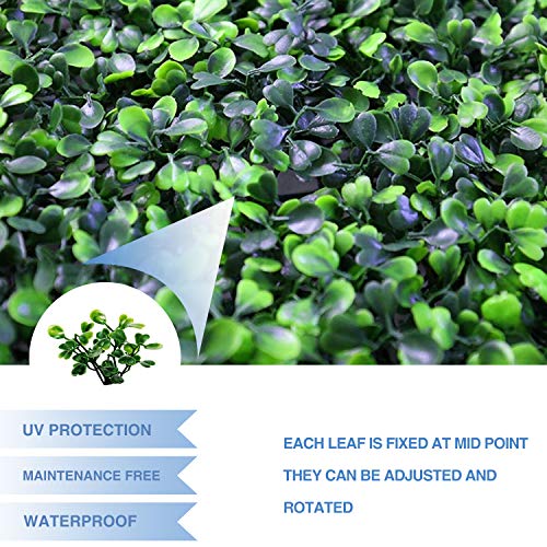 E&K 6Pcs 20" x 20" Artificial Grass Wall Panels, Faux Boxwood Greenery Backdrop Decor, UV Protected Privacy Hedge Screen for Indoor Outdoor (Boxwood - Milan - Dark) - color: Boxwood - Milan - Dark