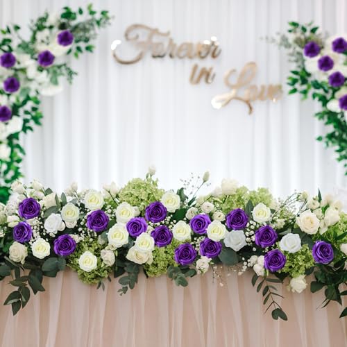 10 Pcs Purple Rose Artificial Flower, Faux Silk Flowers With Long Stems, Fake Roses Bulk Bouquet for Decoration Valentine's Day Centerpieces Proposal Bridal Bouquets Shower Party Home Floral Decor - color: Purple