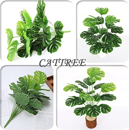 CATTREE Artificial Monstera Deliciosa Plant 21 Inch, Fake Tropical Palm Tree Faux Greenery Leaves Plants for Indoor Outdoor Home Office Garden Houseplants Decor Wedding Party DIY Decoration - 1 Pack - color: Monstera Plants - 1 Pcs
