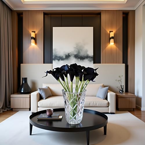 Floral Kingdom Artificial Calla Lily Flowers 20 Pack 14 Inch Black - Real Touch Faux Flowers for Modern Home Decor, Themed Event Centerpieces & Weddings - color: Black