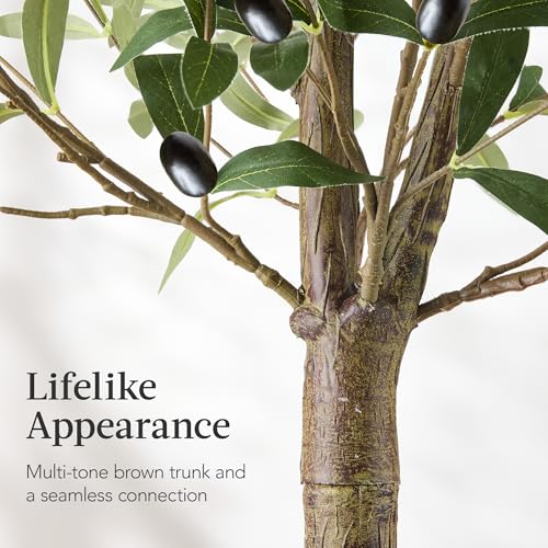 Best Choice Products 8Ft Artificial Olive Tree, Lifelike Faux Tree w/Planter Pot, Indoor Home Office Accent Decor Realistic Trunk, Fruit, Fake Plant - size: 8ft