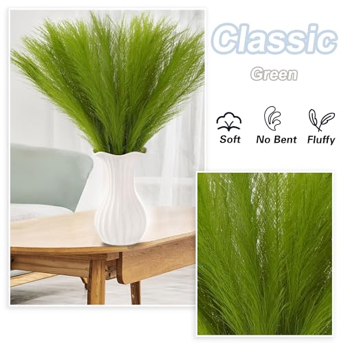 Lime Green Pampas Grass Small, 30 Pcs 17" Faux Pampas Grass Short Decor, Pompas Grass Flower Arrangement and Vase Filler for Grinchs Christmas Decoration - color: Lime Green, size: 17'' Tall